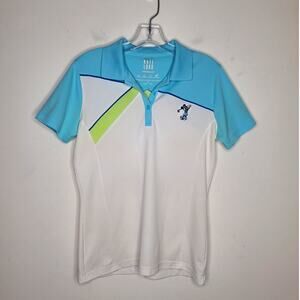 Kate Lord Minnie Mouse golf blue white short sleeve polo shirt - medium